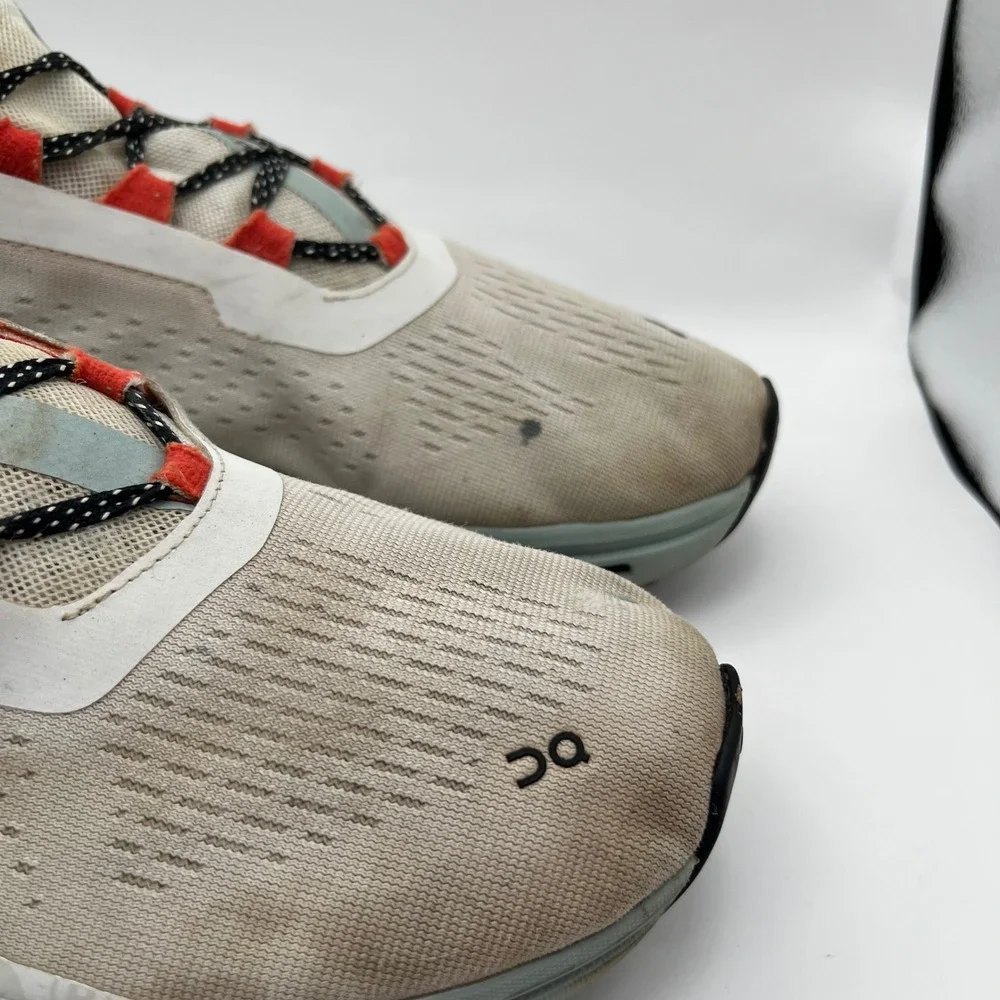 On Cloudmonster Mens Running Shoes Frost Surf Grey Orange sneakers Size 11.5